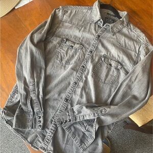 Lucky Brand Black Label Gray Denim Button-Up Shirt